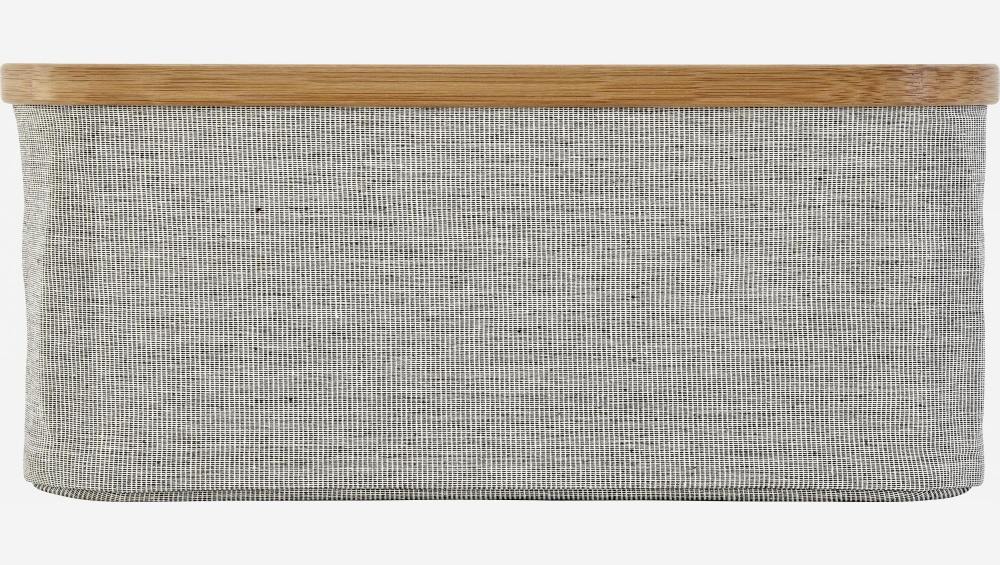 Panier de rangement en bambou et tissu - Gris - 38 x 26 x 16 cm