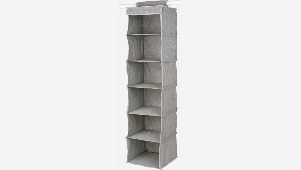 Rangement suspendu 6 cases en tissu - Gris