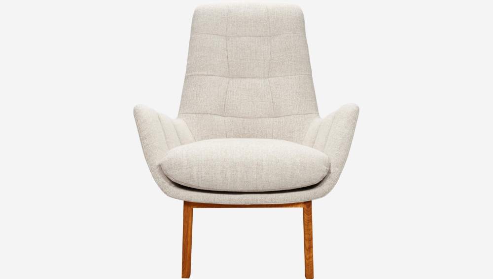 Fauteuil en tissu Lecce - Beige - Pieds chêne