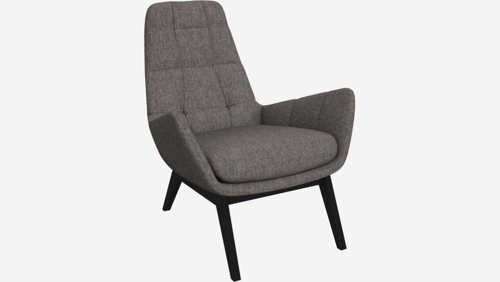 Fauteuil en tissu Bellagio - Gris nocturne - Pieds noirs