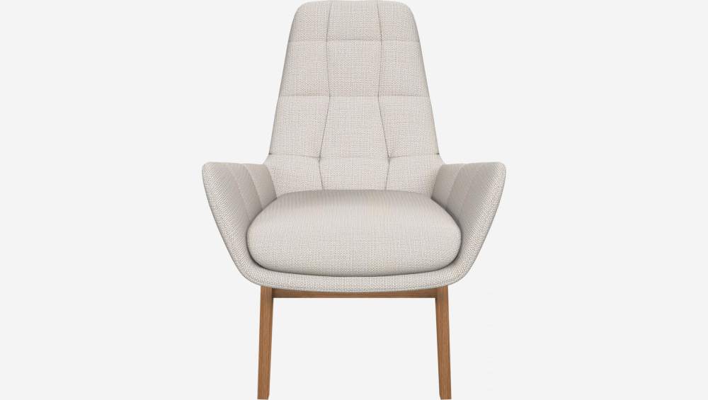 Fauteuil en tissu Fasoli - Blanc - Pieds chêne