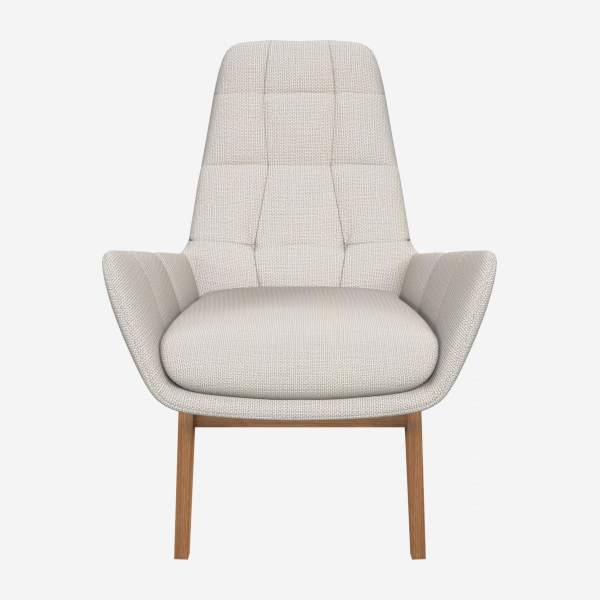 Fauteuil en tissu Fasoli - Blanc - Pieds chêne