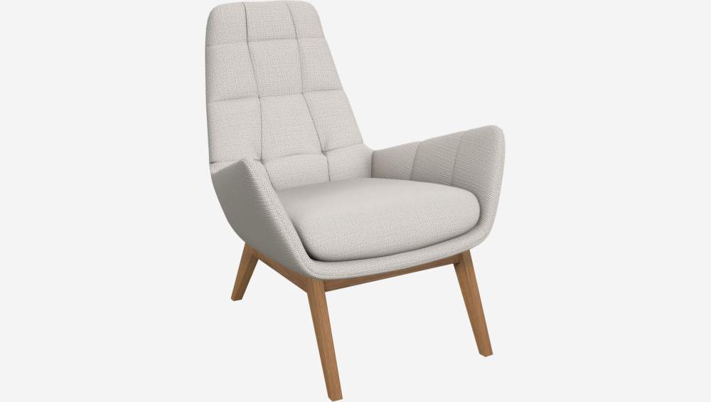 Fauteuil en tissu Fasoli - Blanc - Pieds chêne