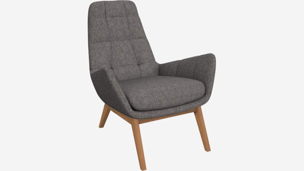 Fauteuil en tissu Bellagio - Gris nocturne - Pieds chêne