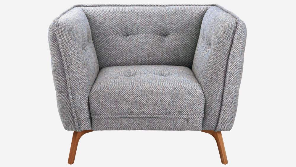 Fauteuil en tissu Bellagio - Bleu céleste - Pieds chêne