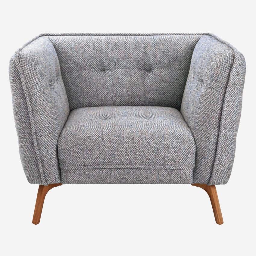 Fauteuil en tissu Bellagio - Bleu céleste - Pieds chêne