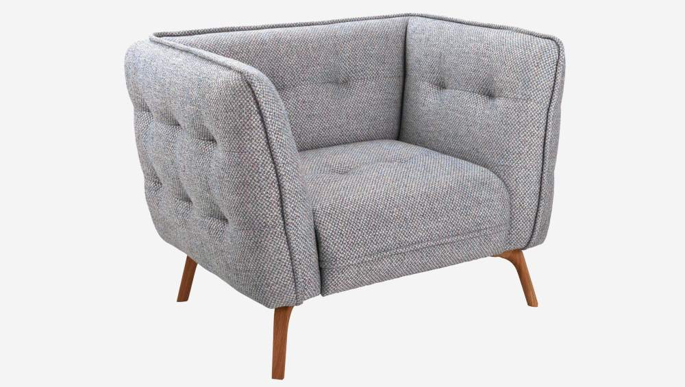 Fauteuil en tissu Bellagio - Bleu céleste - Pieds chêne