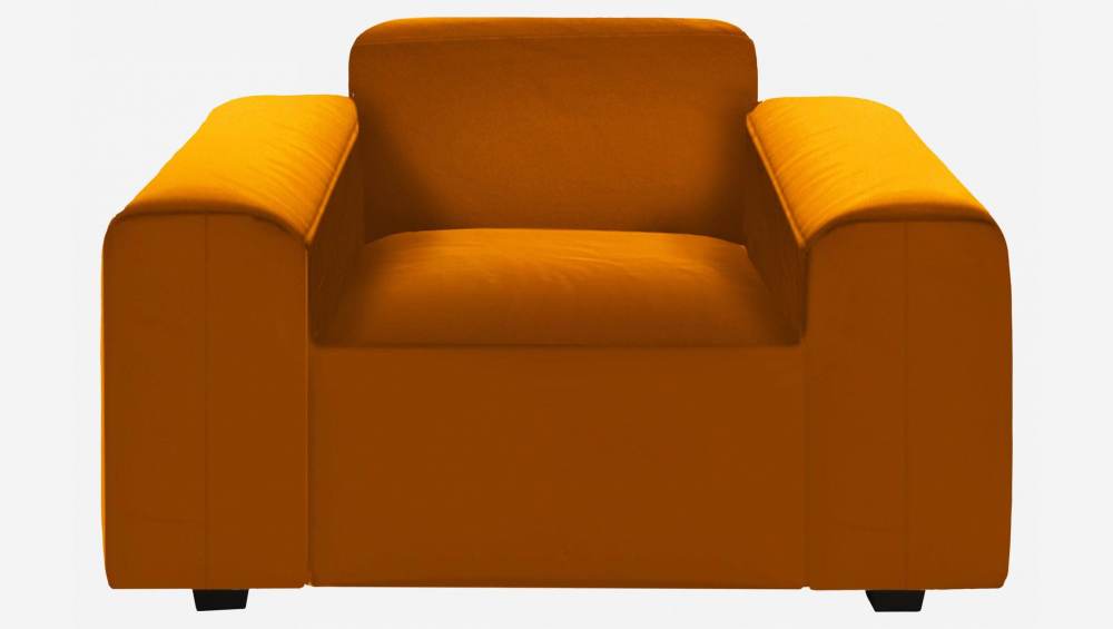 Fauteuil en velours - Jaune moutarde