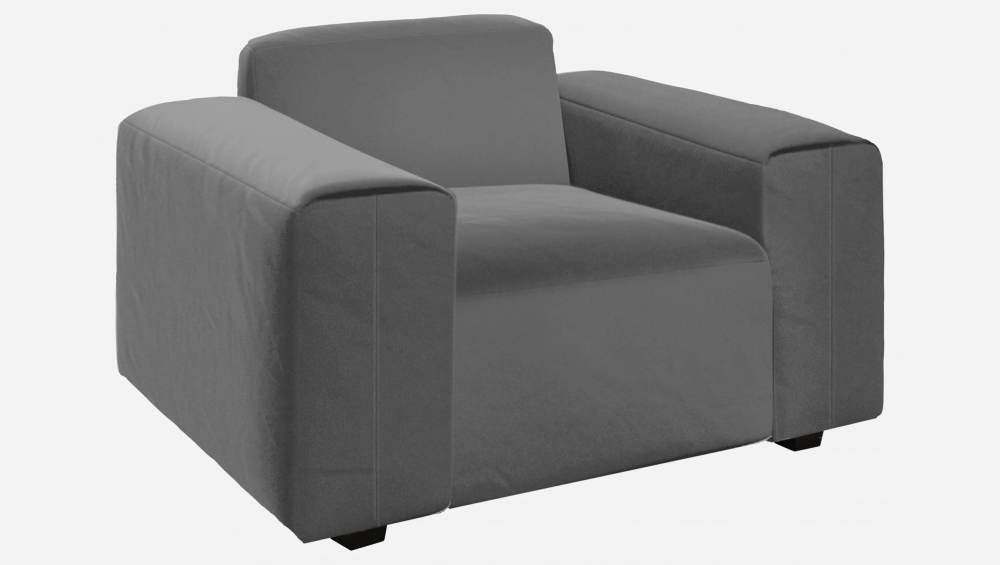 Fauteuil en velours - Gris ardoise