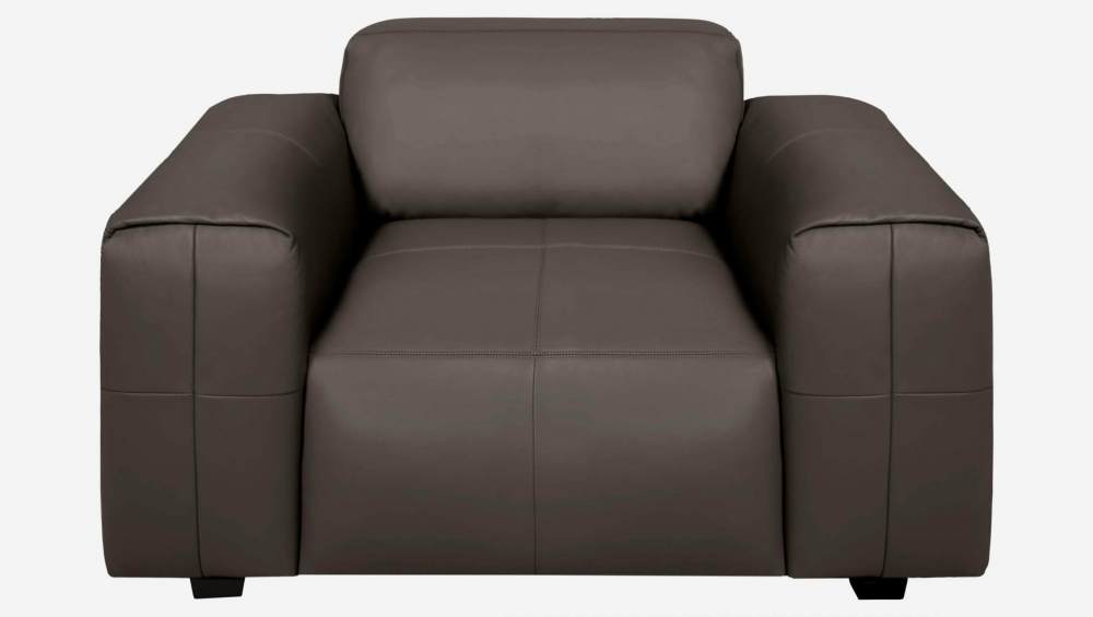 Fauteuil en cuir Savoy - Marron tonka