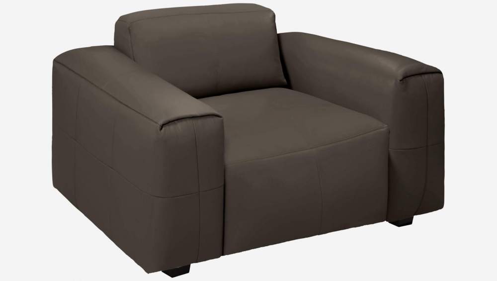 Fauteuil en cuir Savoy - Marron tonka