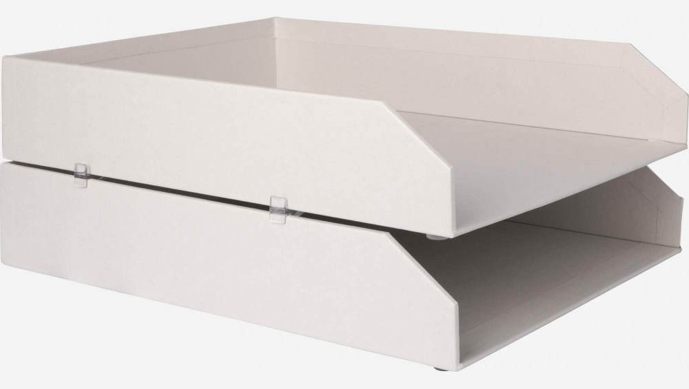 Lot de 2 bannettes empilables en carton – 23,5 x 6,5 x 32 cm – Gris