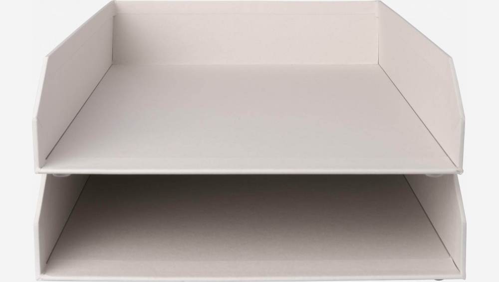 Lot de 2 bannettes empilables en carton – 23,5 x 6,5 x 32 cm – Gris