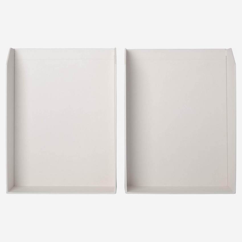 Lot de 2 bannettes empilables en carton – 23,5 x 6,5 x 32 cm – Gris