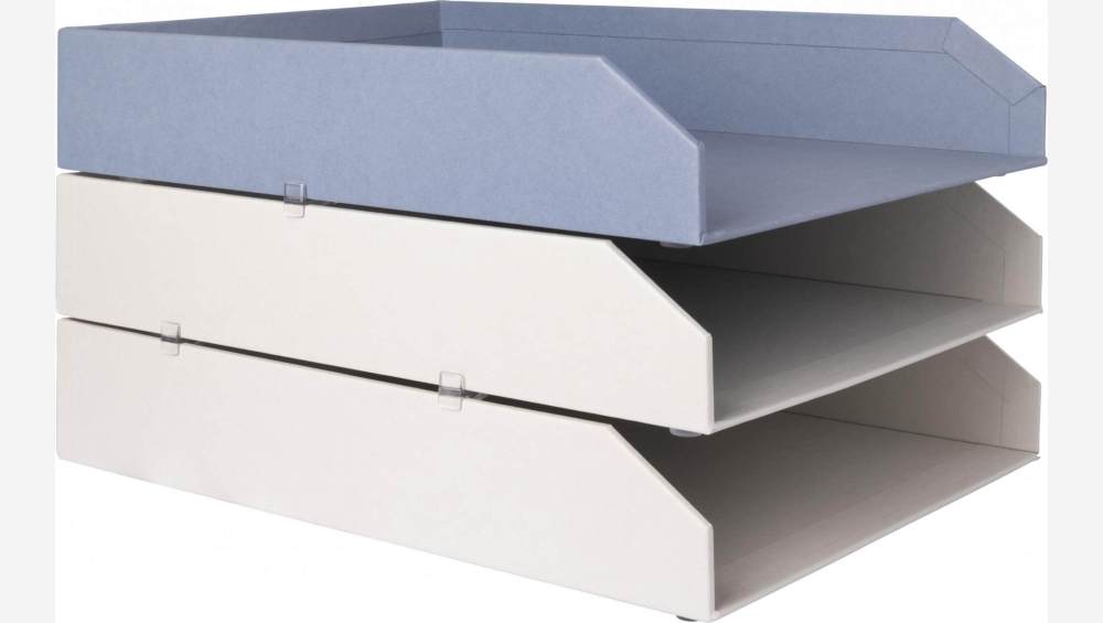 Lot de 2 bannettes empilables en carton – 23,5 x 6,5 x 32 cm – Gris