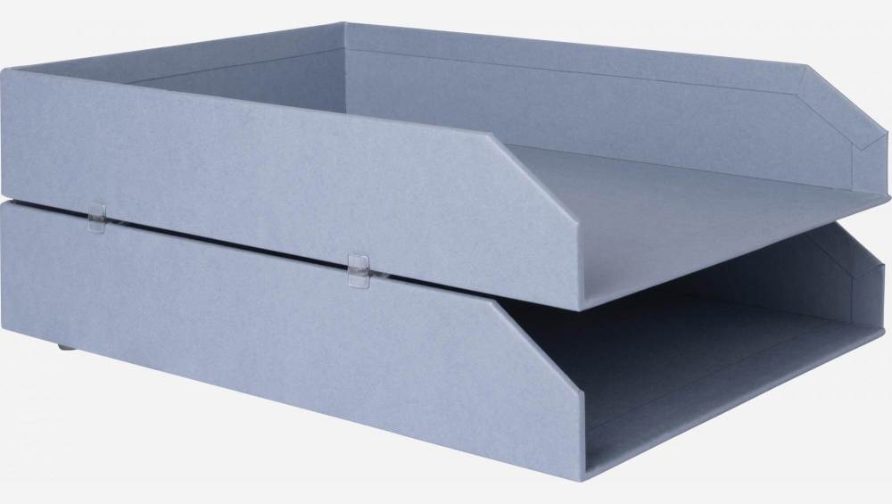 Lot de 2 bannettes empilables en carton – 23,5 x 6,5 x 32 cm – Bleu