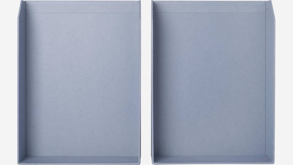 Lot de 2 bannettes empilables en carton – 23,5 x 6,5 x 32 cm – Bleu