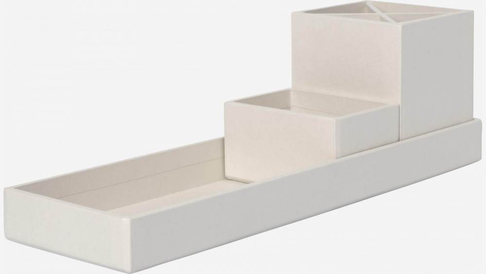 Organisateur de bureau en carton – 32 x 10,5 x 9,5 cm – Gris