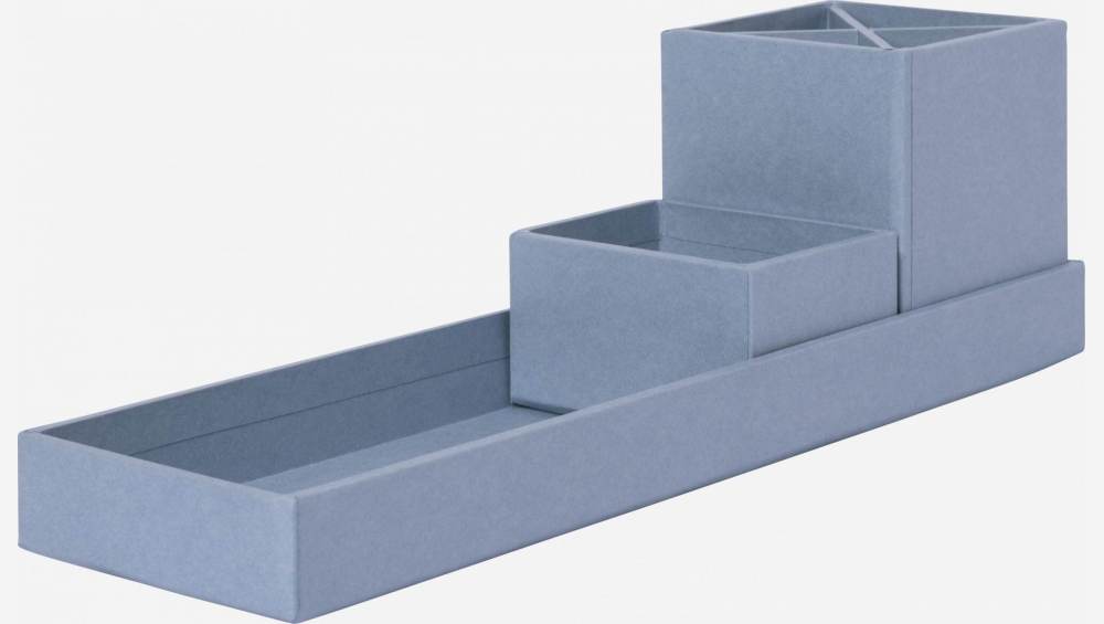 Organisateur de bureau en carton – 32 x 10,5 x 9,5 cm – Bleu