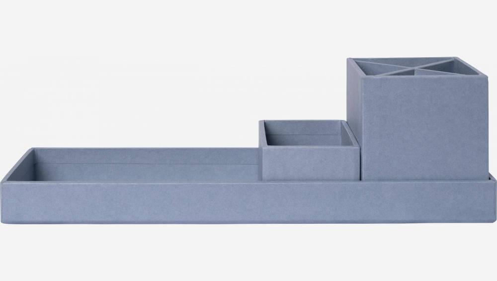 Organisateur de bureau en carton – 32 x 10,5 x 9,5 cm – Bleu