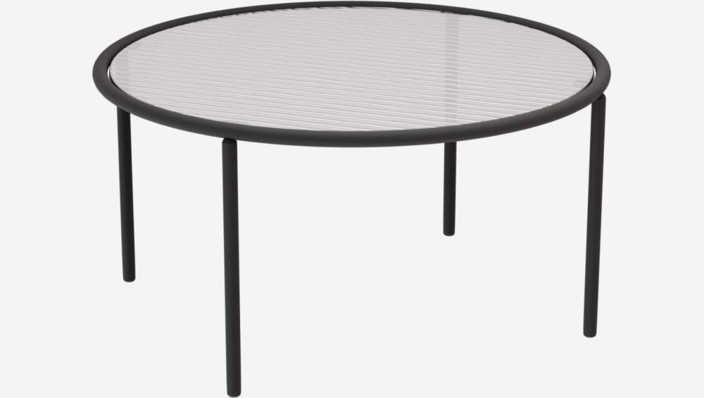 Table basse ronde en acier et verre ondulé - 80 cm