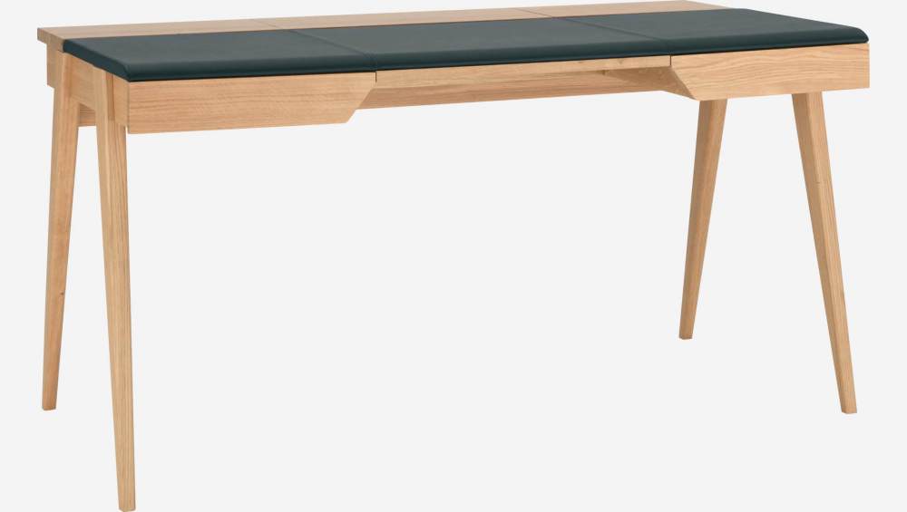 Bureau en chêne et cuir brun - 147 cm