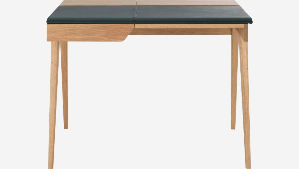 Bureau en chêne et cuir brun - 103 cm