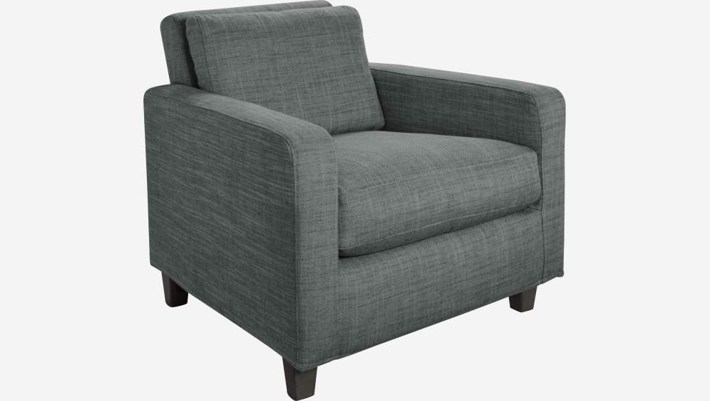 Fauteuil en tissu italien - Gris - Pieds noirs