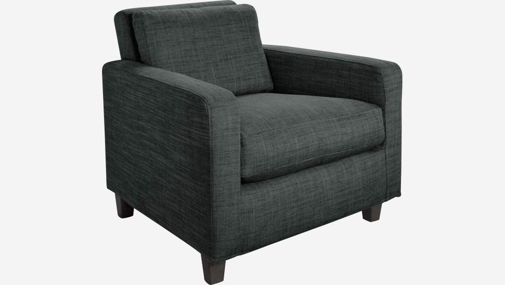 Fauteuil en tissu italien - Gris anthracite - Pieds noirs