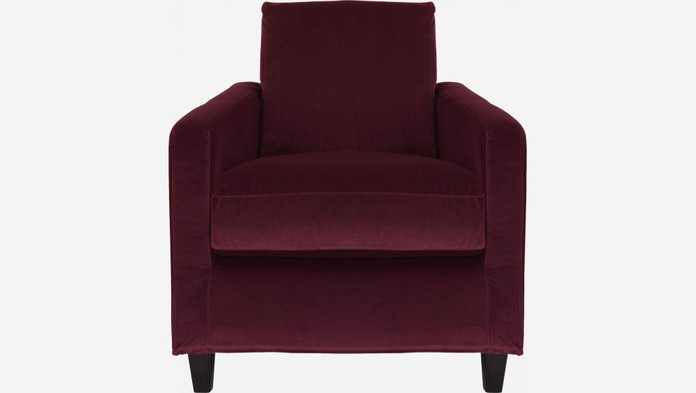 Fauteuil en velours - Rouge - Pieds noirs