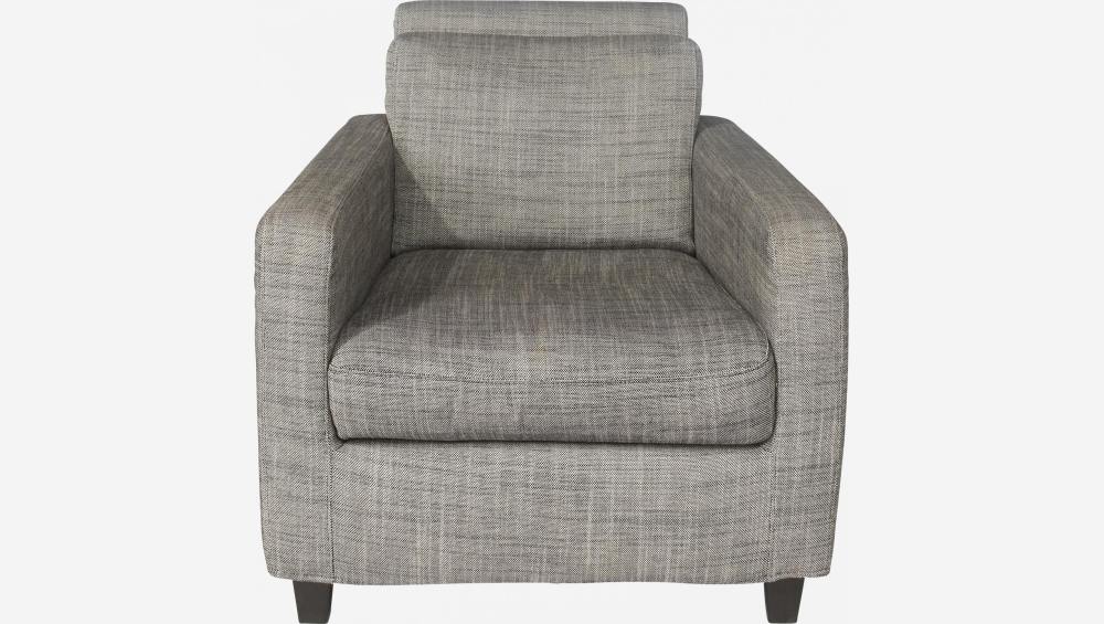 Fauteuil en tissu italien - Gris perle - Pieds noirs