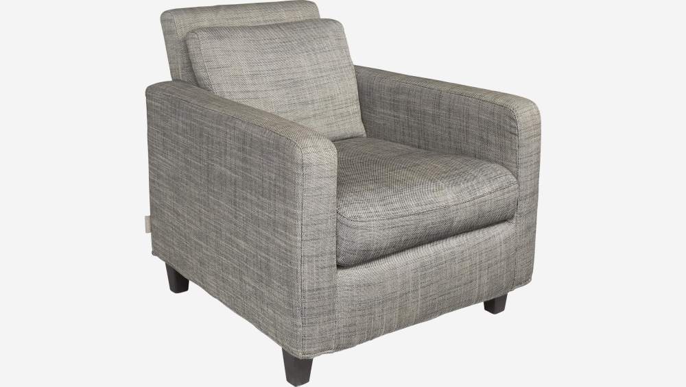 Fauteuil en tissu italien - Gris perle - Pieds noirs