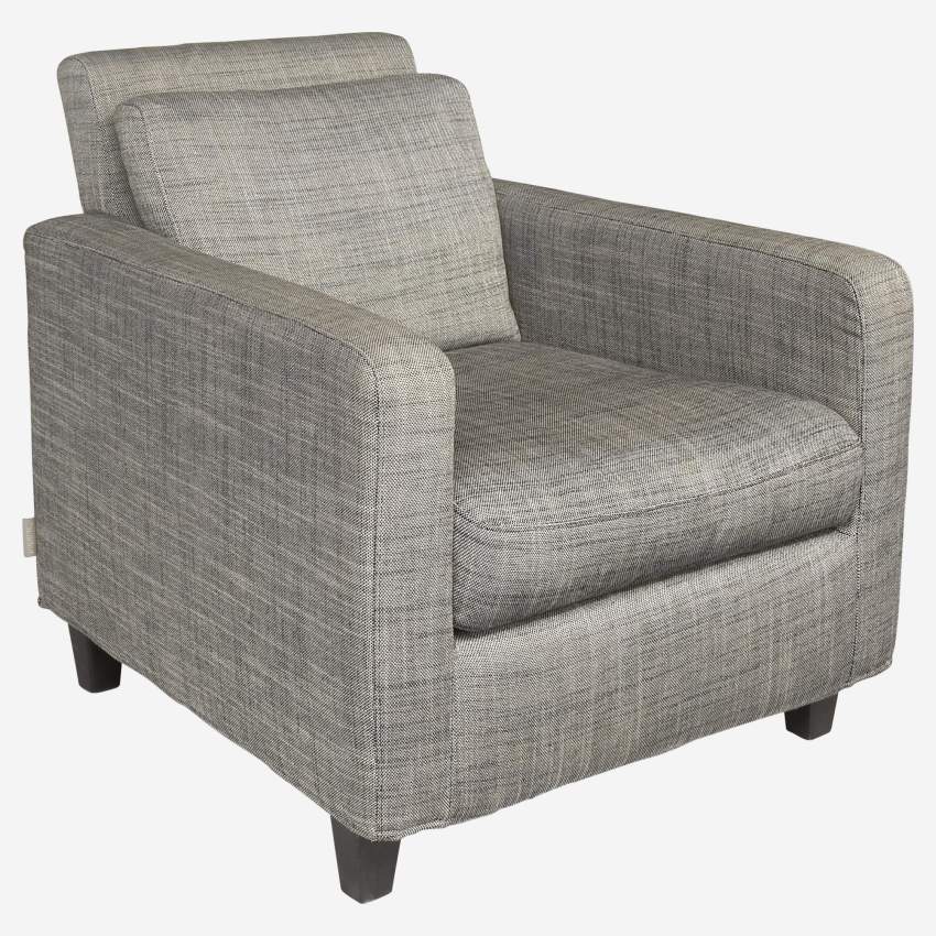 Fauteuil en tissu italien - Gris perle - Pieds noirs