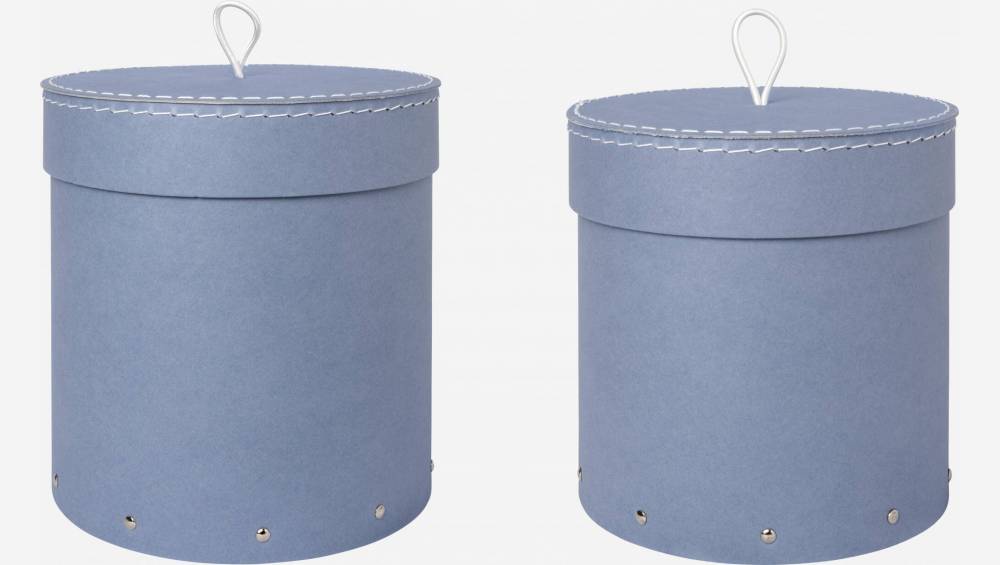 Lot de 2 boîtes gigognes cylindriques en carton – Bleu