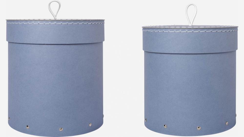 Lot de 2 boîtes gigognes cylindriques en carton – Bleu