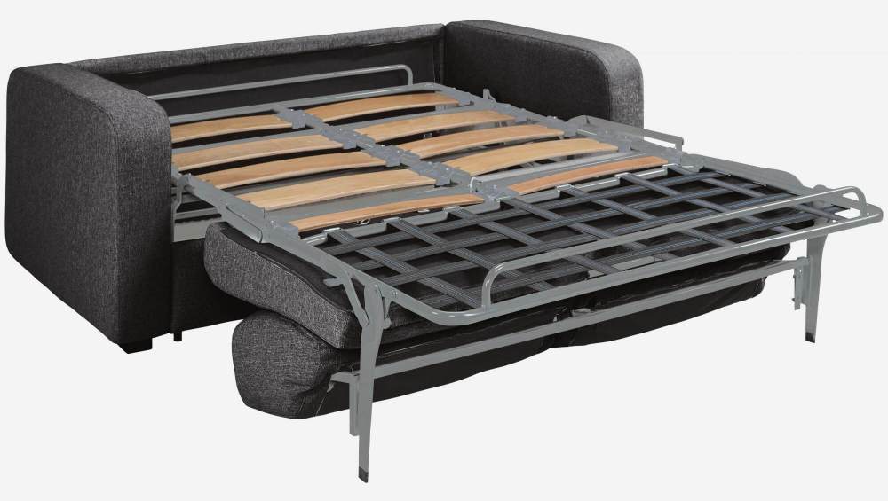 Canapé convertible compact à lattes en tissu - Gris foncé 