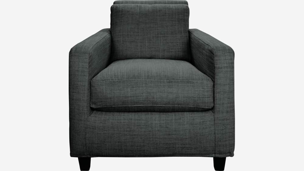 Fauteuil en tissu italien - Gris anthracite - Pieds noirs