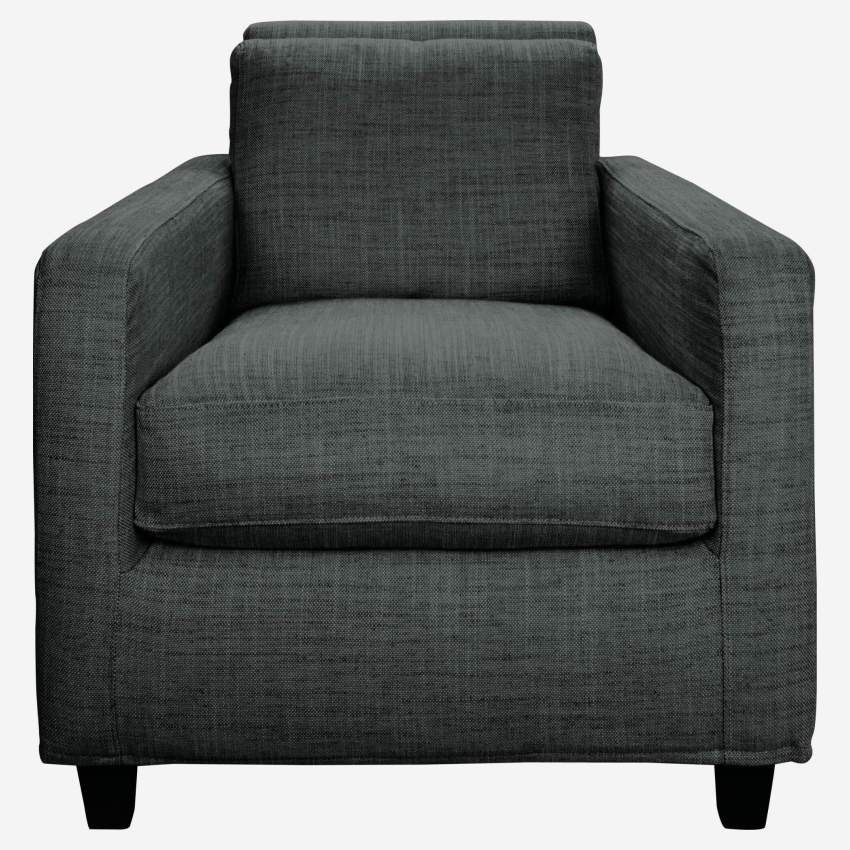 Fauteuil en tissu italien - Gris anthracite - Pieds noirs