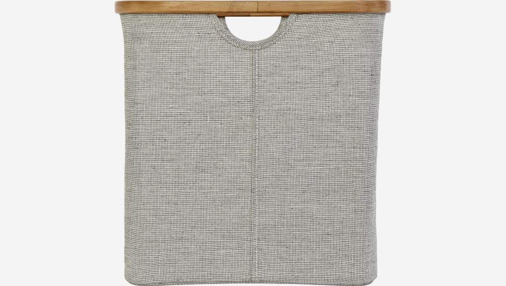 Panier de rangement carré en bambou et tissu - Gris - 33 x 33 x 33 cm