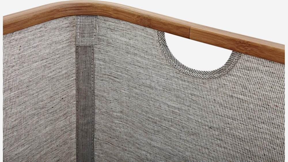 Panier de rangement carré en bambou et tissu - Gris - 33 x 33 x 33 cm