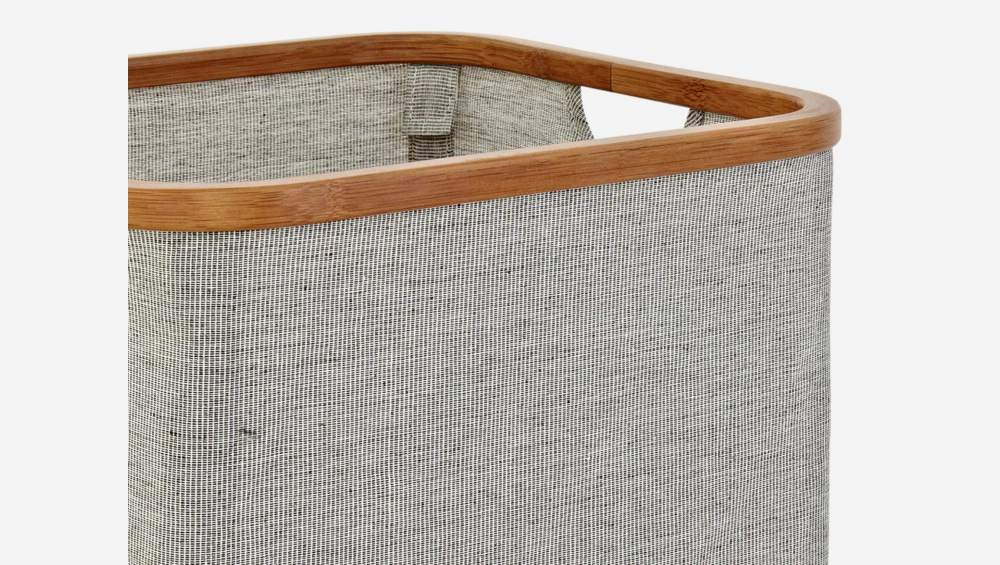 Panier de rangement carré en bambou et tissu - Gris - 33 x 33 x 33 cm