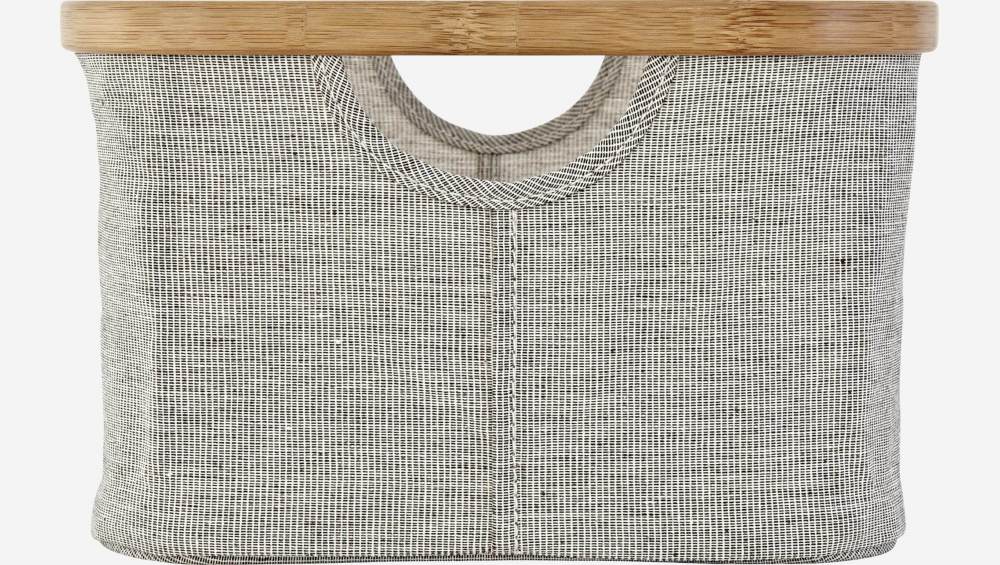 Panier de rangement en bambou et tissu - Gris - 38 x 26 x 16 cm