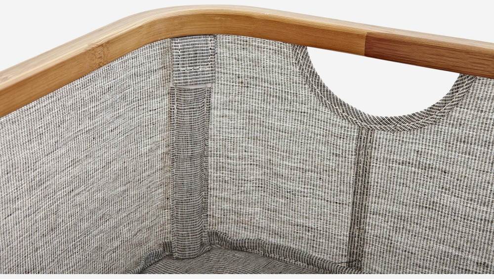 Panier de rangement en bambou et tissu - Gris - 38 x 26 x 16 cm