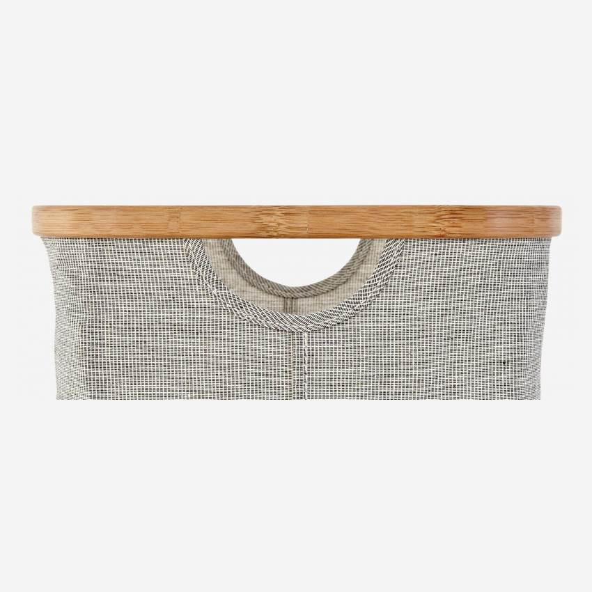 Panier de rangement en bambou et tissu - Gris - 38 x 26 x 16 cm