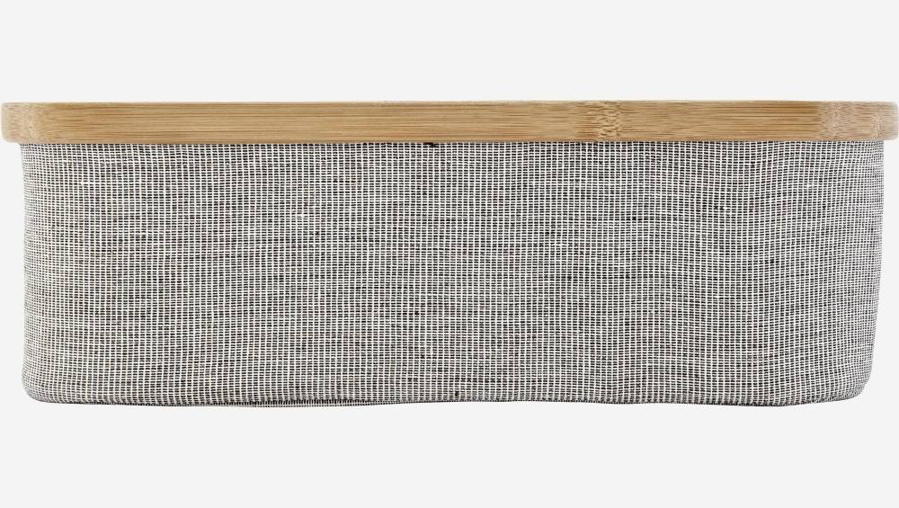 Panier de rangement 9 cases en bambou et tissu - Gris