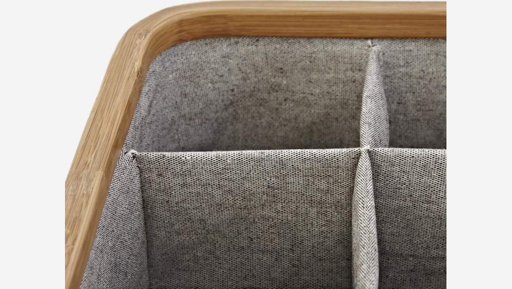 Panier de rangement 9 cases en bambou et tissu - Gris