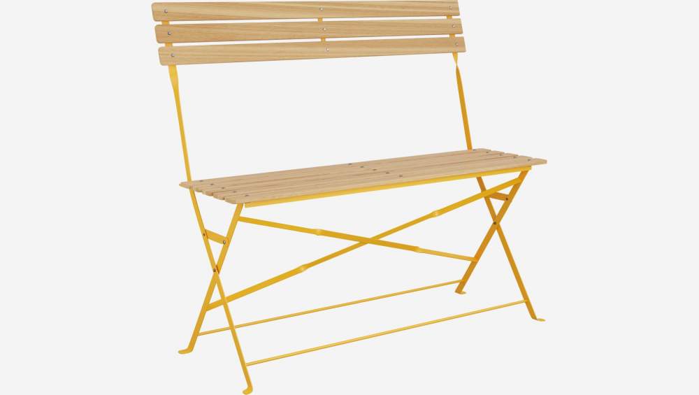 Banc pliant de jardin en acier - Jaune