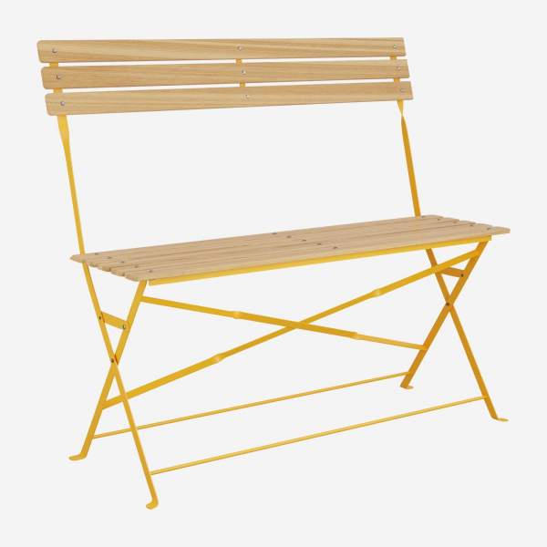 Banc pliant de jardin en acier - Jaune