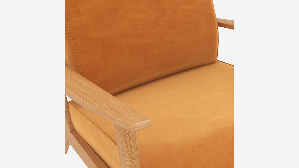 Fauteuil en velours - Jaune moutarde 