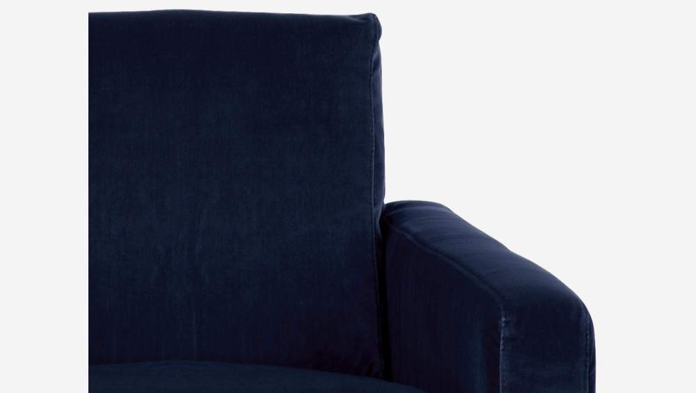 Fauteuil en velours - Bleu marine - Pieds noirs